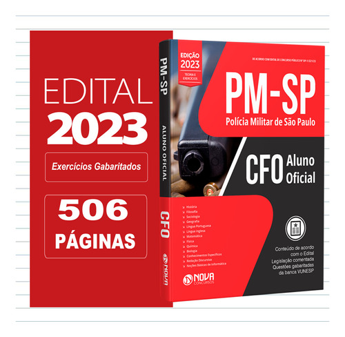 Apostila Pm-sp Cfo 2023 - Aluno Oficial, De Professores Especializados., Vol. Único. Editora Nova Concursos, Capa Mole, Edição Oficial Em Português, 2023