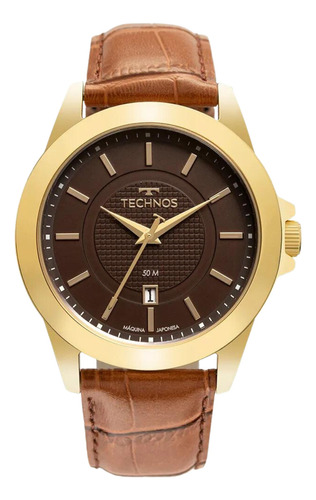 Relógio Masculino 2115MYA/0M Technos Steel Marrom Cor do bisel Dourado