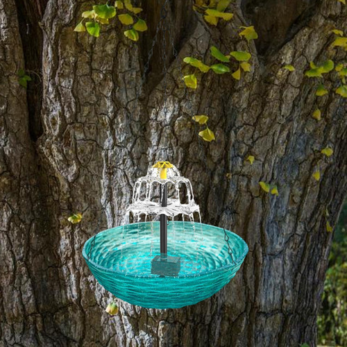 Banho De Pássaro Solar Solar Alimentado Azul