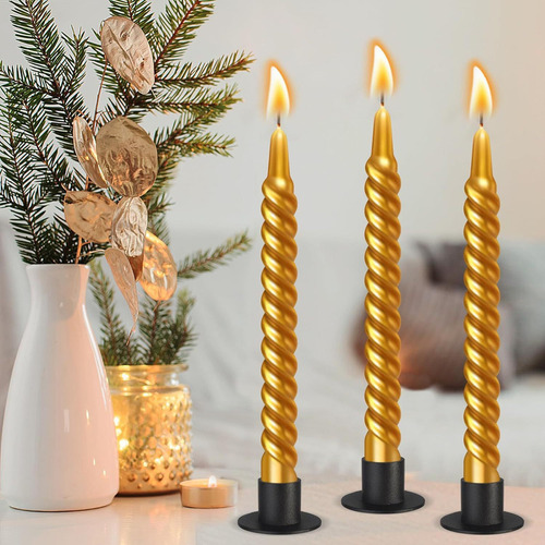 Juego De 4 Candelabros Decorativos Redondos Negros De Hierro
