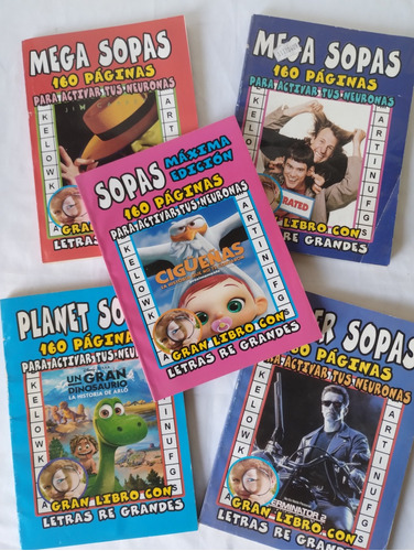 Lote De Sopas De Letras X 5 Revistas - 160 Páginas C/u