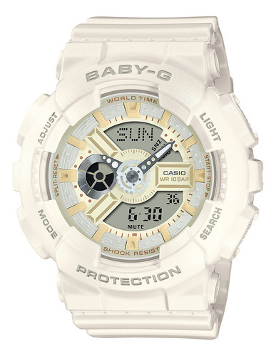 Reloj Mujer Casio Ba-110xsw-7adr Baby-g Color de la correa Blanco Color del bisel Blanco Color del fondo Blanco