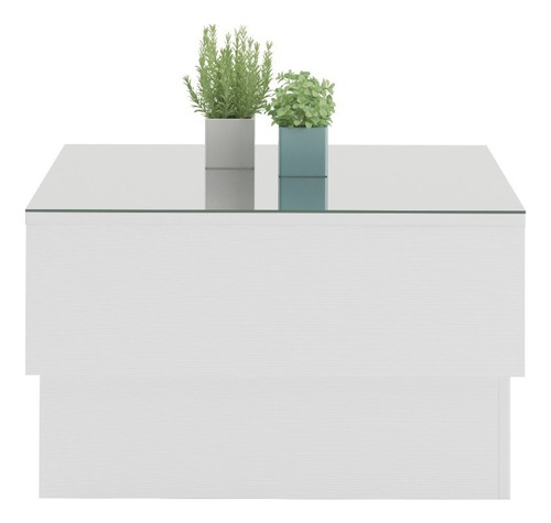 Mesa De Living Ratona Con Espejo Diseño Elegante Mdp Color Blanco