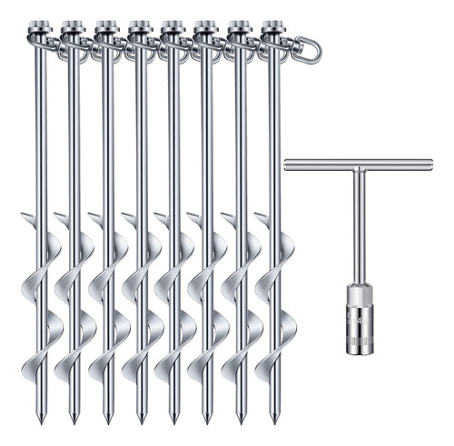8 Piezas De Anclas De Tierra Atornilladas, Estacas De T...
