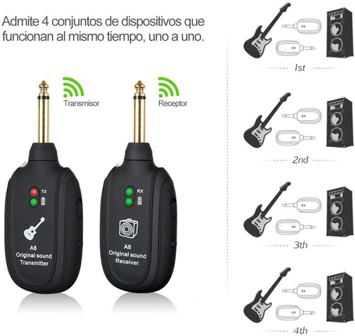 Imagen 3 de 7 de Sistema Transmisor Y Receptor Inalambrico Guitarra Uhf