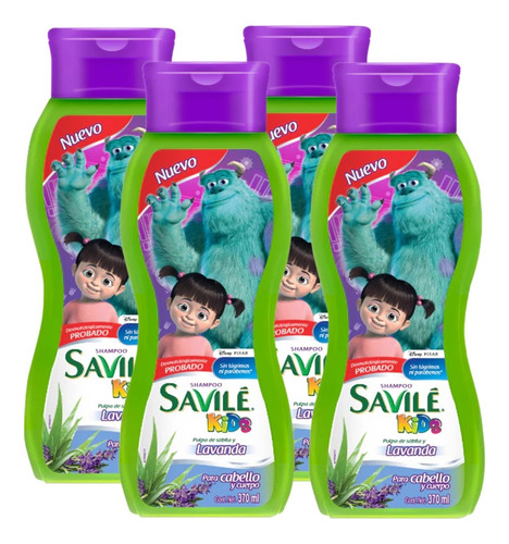 Shampoo Savilé Kids Lavanda Disney Pixar 370 Ml 4 Pack **