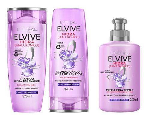 Shampoo + Acondicionador + Crema Peinar Hialuronico Elvive