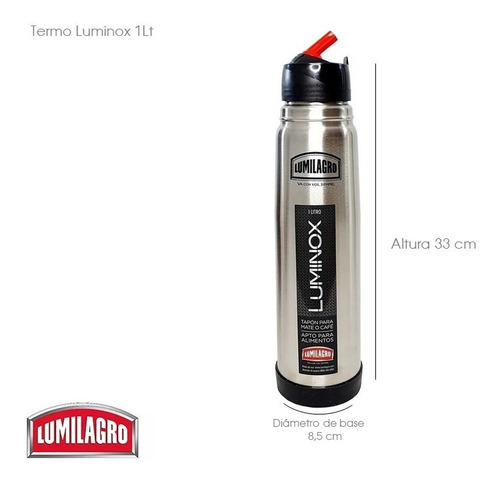 Imagen 3 de 8 de Termo Lumilagro Luminox de acero inoxidable 1L acero