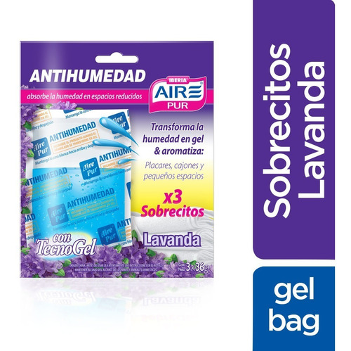 Aire Pur Sobrecitos Antihumedad Lavanda 3 X 36 Grs - Latin 