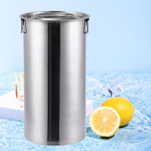 Cubo De Acero Inoxidable Con Tapa, Recipiente Versátil Para