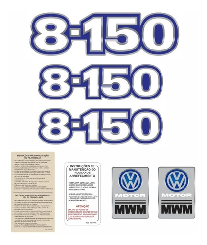 Kit Adesivo Volkswagen 8-150 Emblema Mwm Caminhão Cmk21 Fgc