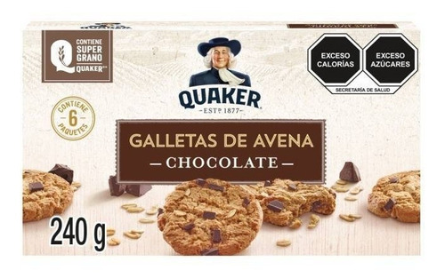 Galletas De Avena Quaker Con Chocolate 6 Paketines De 40 G 