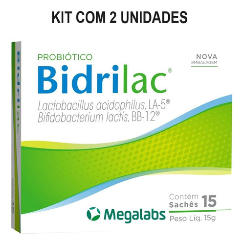 Kit Probiótico Bidrilac Com 2un De 15 Sachês Com 15g Cada