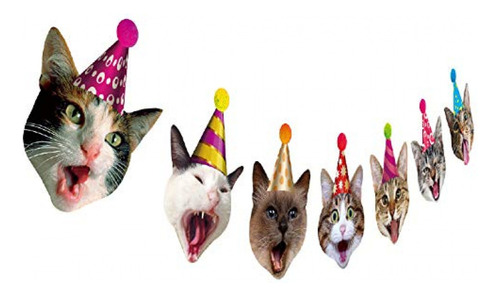 Sombrero De Fiesta Guirnalda De Gato De Cumpleaños, Cartel 