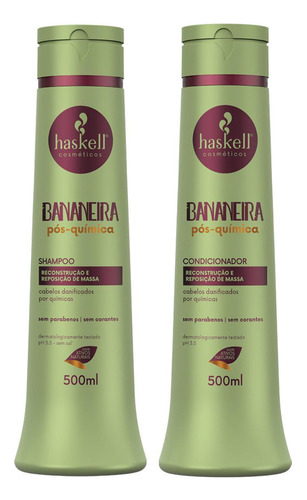 Kit Shampoo Condicionador 500ml Haskell Bananeira