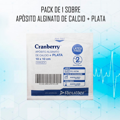 Imagen 2 de 6 de Apósito Alginato De Calcio + Plata - 1 Sobre De 10x10cm