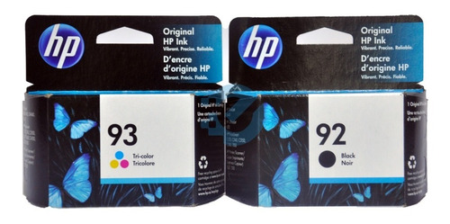 Combo Cartucho Hp 92 Y 93 Negro Y Color Sellado Verificable