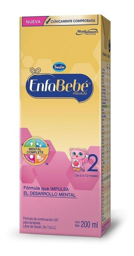 Leche de fórmula líquida sin TACC Mead Johnson EnfaBebé 2 en brick x 60 unidades de 200mL - 6  a 12 meses