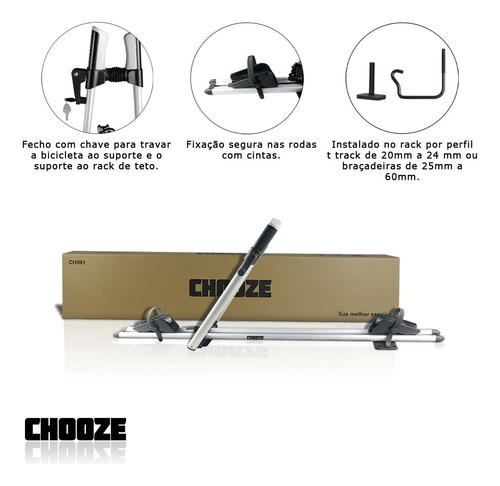 Suporte Transbike Rack De Teto Calha Chooze 