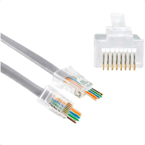 Ficha Pack Red Rj45 Macho Cat6 8slots Pasante X100unidades