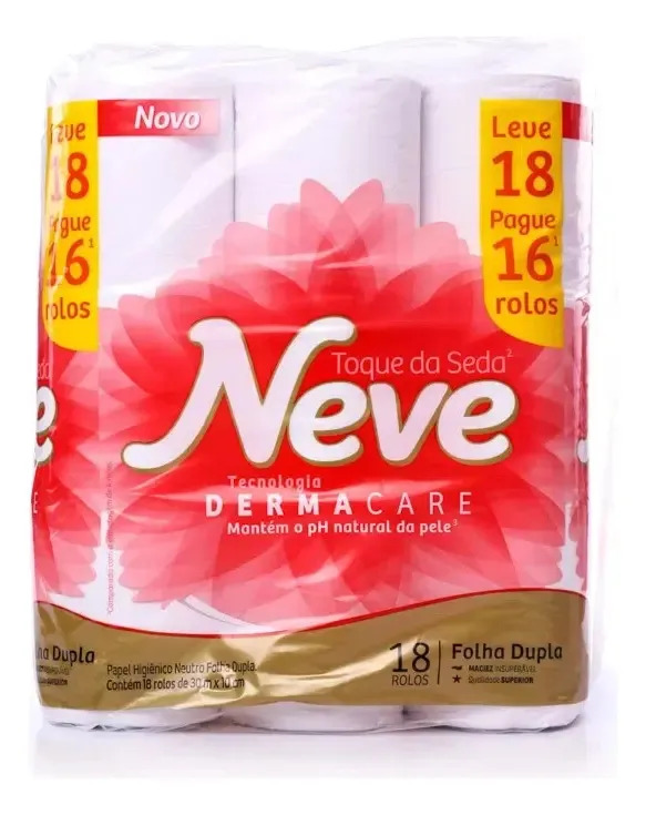 Papel higiênico Neve Toque da Seda folha dupla 30 m de 30 un