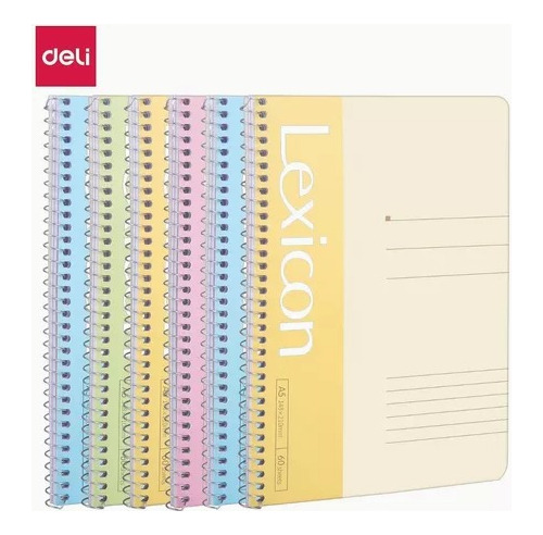 Deli Raya Cuaderno De A5 100 Hojas En 4 Colores 6 Pcs