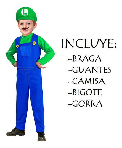 Disfraz De Luigi (mario Bros) Para Niño Talla: 8         