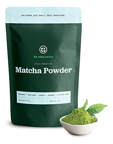 Té Verde Sun Bay Organics Matcha Green Tea Gold Premium Powd