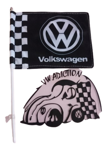 Bandera Decorativa Vw Color Negra Vocho Combi Caribe Adorno Con Chupon Volkswagen