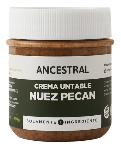 Crema Untable Vegetal De Nueces Pecan Ancestral X 200 Gr