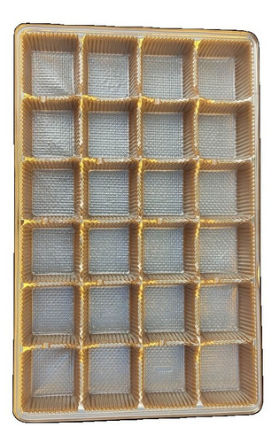 Charola Inserto Chocolates Trufas 24 Cavidades Dorado, 25pza