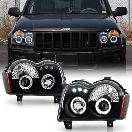 Para Jeep Grand Cherokee Led Dual Halo Black Carcasa Faro