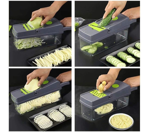 Imagen 3 de 6 de Cortador Mandolina Rallador Multiples Verduras+taper+colador