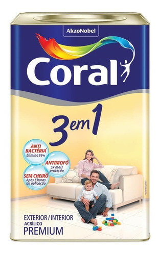 Tinta Coral Acrílica Premium Fosco 3 Em 1 Branco 18 Litros