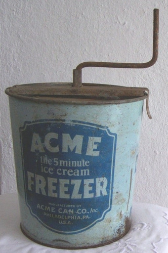 Antiguo Balde Acme Freezer - U.s.a - Pat. 1912 - Lata Helado