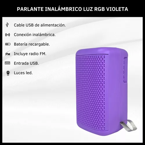 Parlante Portátil Mini Bluetooth Batería Luz Radio Fm Usb