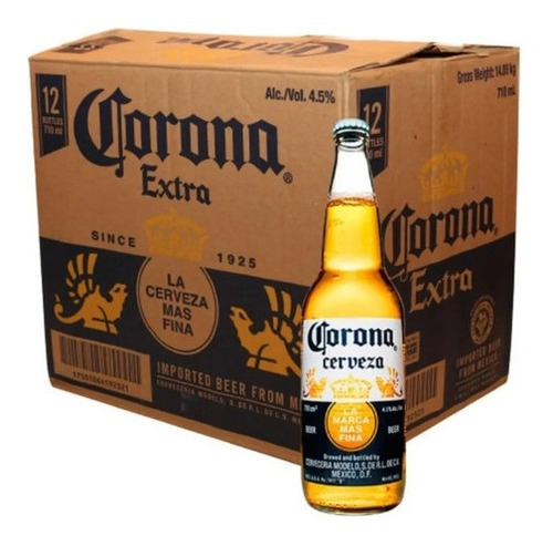 Imagen 1 de 9 de Cerveza Corona 710 Ml. Caja 12 Botellas