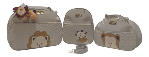 Kit Bolsa De Bebê Saída De Maternidade Mochila Safari Cinza