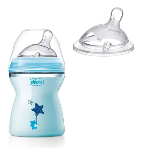 Mamadeira Step Up 250ml Azul E Bico Fluxo Médio +2m - Chicco