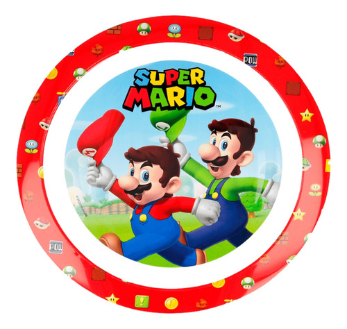 Plato Plano Niños Super Mario Bros Melamina Bpa Free