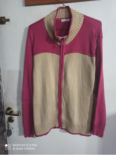 Saco Abierto Campera Hilo Portrait L Nude Con Fucsia Cuello 