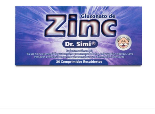 Gluconato De Zinc 30 Comprimidos 15 Mg Dr Simi