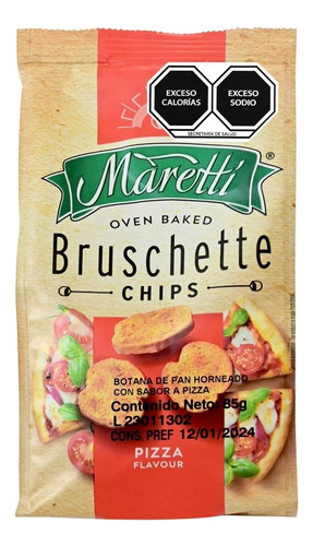 5 Pzas Pan Horneado Maretti Bruschette Chips Pizza Al Horno