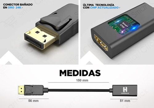 Imagen 6 de 10 de Cable Adaptador Display Port A Hdmi Conversor Displayport