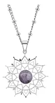 Comprar Collar Piedra Natural Dije Flor Color Plata De Acero Mujer