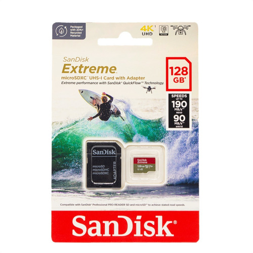 Imagen 4 de 5 de Tarjeta Micro Sdxc 128gb Sandisk Extreme 4k, U3, A2, 190mb/s