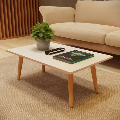 Mesa De Centro Retangular Grande Sala Industrial Cor Off White/freijó