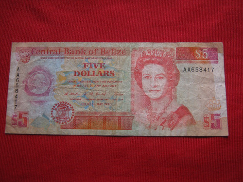 Belice 5 Dólares 1990