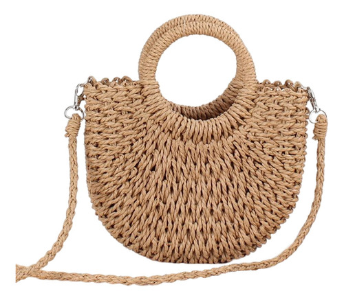 Bolso De Paja Para Mujer, Bolso De Mano Pequeño Con Marrón