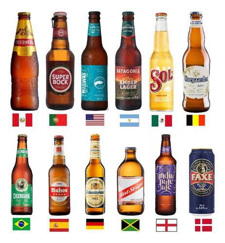 Kit Cervejas Importadas P/ Presente Vários 12 Países